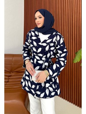 Jakar Yaprak Desenli Hırka