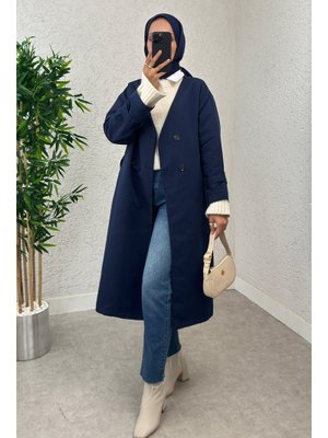 Lacivert V Yaka Trençkot