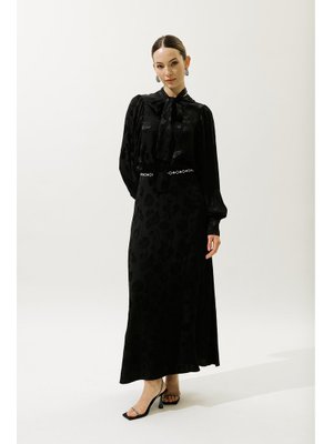 Siyah Jakarlı Saten Etek Siyah Jakarlı Saten Etek