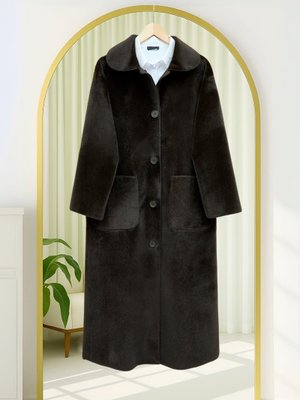 K. Kahve Boydan Düğmeli Cepli Kaban