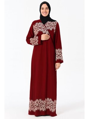 Halkalı Desenli Kruvaze Namaz Elbisesi – Yandan Bağlamalı, Rahat Kesim Beden