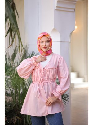 Beli Büzgülü Lastikli Kimono Tunik