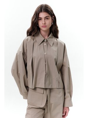 Yeşil Pile Detaylı Kısa Ceket Yeşil Pile Detaylı Kısa Ceket