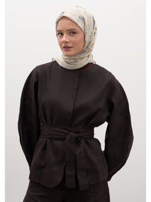 Jenephıe Desen Pamuklu Viskon Eşarp Taş