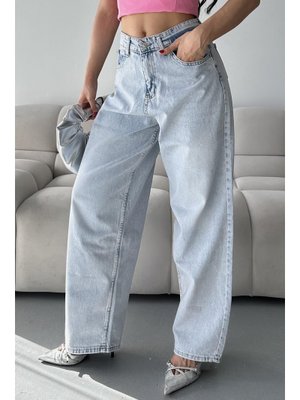 Buz Mavi Bıyık Baggy Kot Pantolon