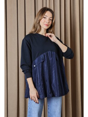 20714tun Cep Kapağı Detaylı Oversize Tunik