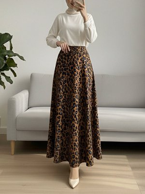 Taba Leopar Desenli Scuba Etek