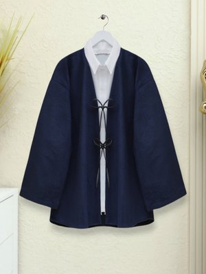 Laci Önü Bağcıklı Oval Kesim Kaşe Kimono