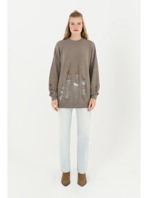 32034tun Yırtıklı Triko Tunik