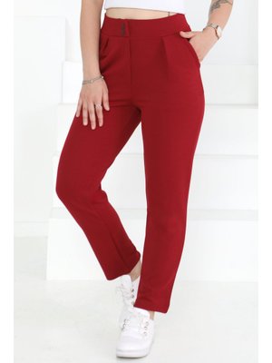 Bordo Çift Düğmeli Spor Pantolon Bordo Çift Düğmeli Spor Pantolon