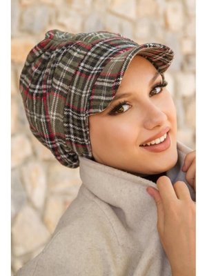 Haki Ekose Desen Şapka Haki Ekose Desen Şapka