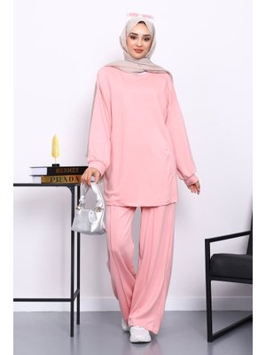 Pudra Yan Cepli Omuz Parçalı Alt Çımalı Modal Takım