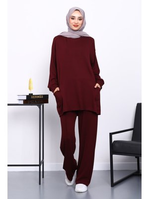 Mürdüm Yan Cepli Omuz Parçalı Alt Çımalı Modal Takım