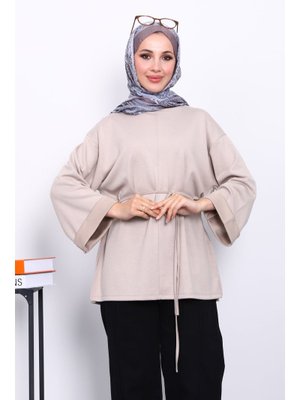 Vizon Yanları Yırtmaçlı Bel İpli Tunik Vizon Yanları Yırtmaçlı Bel İpli Tunik