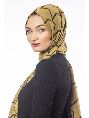 Siyah V Desen Jakarlı Modal Seri Şal Askısı İle Birlikte 75x200 Cm Gold Siyah V Desen Jakarlı Modal Seri Şal Askısı İle Birlikte 75x200 Cm Gold