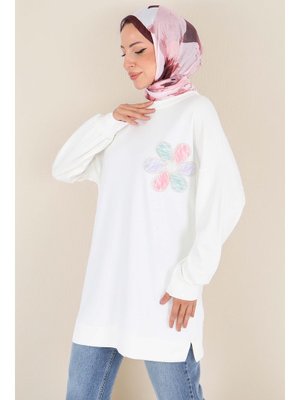 Beyaz Çiçek İşlemeli Oysho Tunik