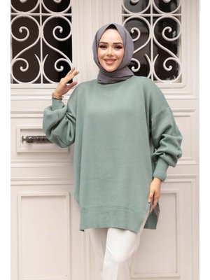 Zincir Detaylı Mint Triko Kazak Tunik 17202mınt Zincir Detaylı Mint Triko Kazak Tunik 17202mınt