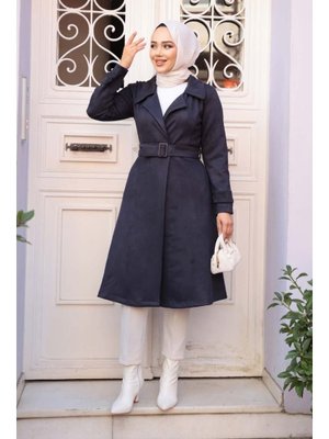 Tokalı Kemerli Lacivert Süet Kap 62461l