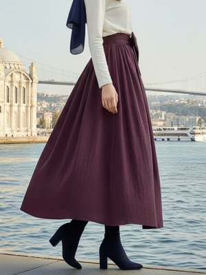 Vişne Piliseli Kemerli Paraşüt Etek