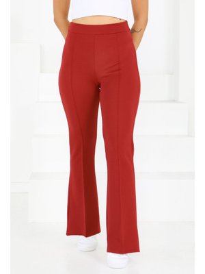 Bordo Çımalı İspanyol Paça Krep Pantolon Bordo Çımalı İspanyol Paça Krep Pantolon