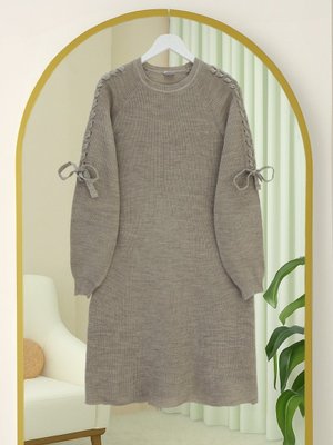 Toprak Omuzu Saç Örgülü Salaş Triko Tunik