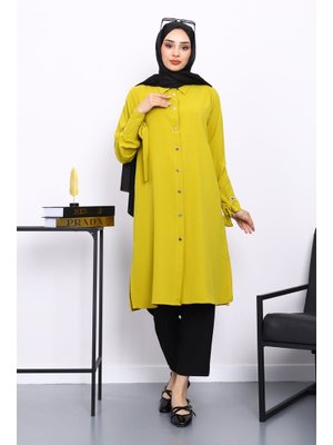 Yağ Yeşili Kol Bağlamalı Tunik Yağ Yeşili Kol Bağlamalı Tunik