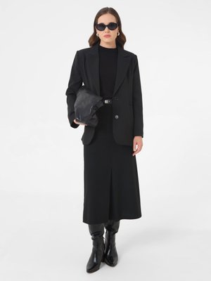 Siyah Çift Düğmeli Astarlı Blazer Ceket