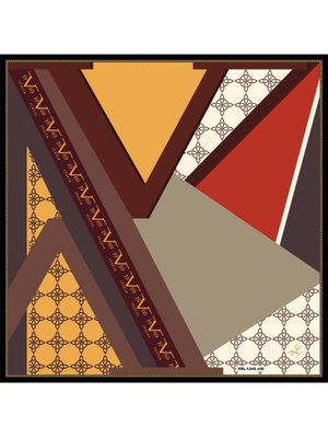 Geometrik Desen Black Seri Rayon Eşarp Askısı İle Birlikte 90x90 Cm Hardal Kahve