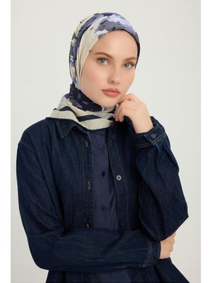 90x90 Cm Özgür Fırçalar Mor Vierra Desenli Viskon Eşarp