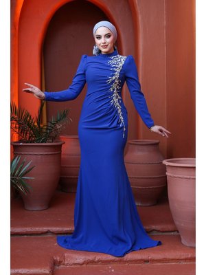 Boncuk İşlemeli Sax Mavisi 4964sx