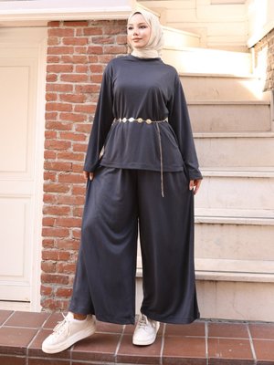 Antrasit Yırtmaçlı Bluz Pantolontakım Antrasit Yırtmaçlı Bluz Pantolontakım