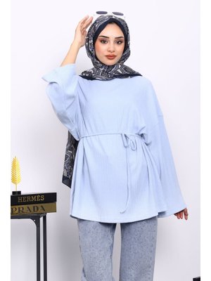 Bebe Mavi Bisiklet Yaka Bel Kuşaklı Tunik Bebe Mavi Bisiklet Yaka Bel Kuşaklı Tunik