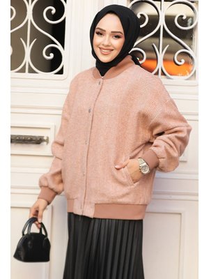 Düğmeli Camel Bomber Ceket 9263c