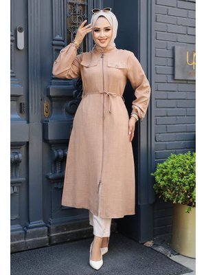 Düğmeli Camel Tunik 645c