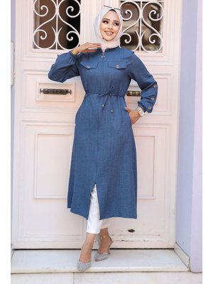 Düğmeli Koyu Mavi Tunik 645km