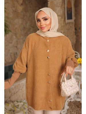 Vizon Dik Yaka Angora Yumoş Hırka