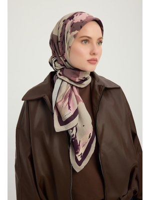 90x90 Cm Özgür Fırçalar Vizon Vierra Desenli Viskon Eşarp