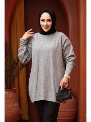 Fitilli Gri Triko Kazak Tunik 29141gr Fitilli Gri Triko Kazak Tunik 29141gr