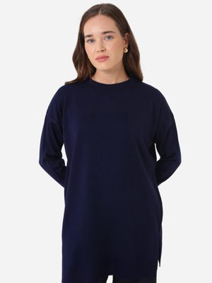 Lacivert Bisiklet Yaka Triko Tunik