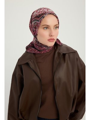 90x90 Cm Ebedi Saraylar Pudra Vierra Desenli Viskon Eşarp