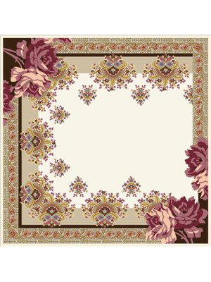 Bordo Desenli İtalyan Şifon Eşarp Askısı İle Birlikte 110x110 Cm