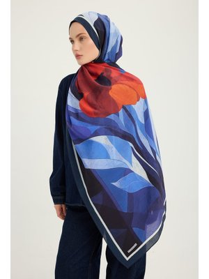 70x190 Cm Işıklı Çiçekler Lacivert Vierra Desenli Viskon Şal 70x190 Cm Işıklı Çiçekler Lacivert Vierra Desenli Viskon Şal