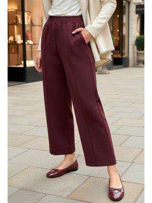 Bordo Önü Çımalı Scuba Pantolon