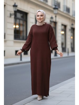 Kahverengi Triko Elbise 17205kh Kahverengi Triko Elbise 17205kh