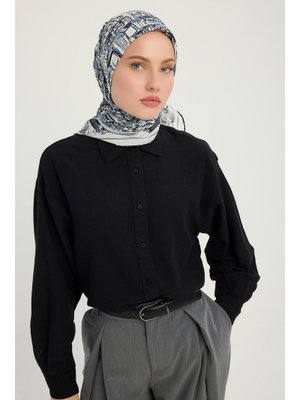 90x90 Cm Yankılar Şehri İndigo Vierra Desenli Viskon Eşarp