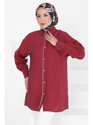 Bordo Taş Detaylı Tunik Bordo Taş Detaylı Tunik