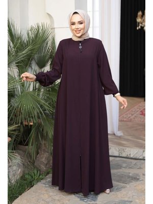 Fermuarlı Mürdüm Ferace 45287mu