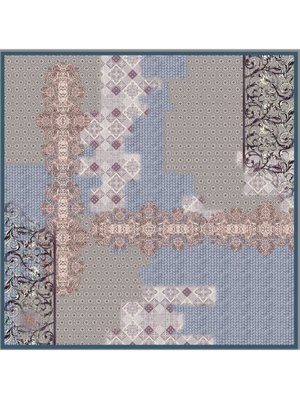 Desenli Korea Crape Seri 120x120 Cm Kot Mavi Pudra
