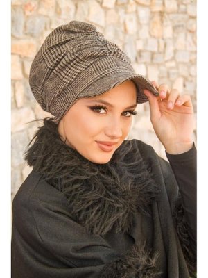 Bej Siyah Ekose Şapka Bej Siyah Ekose Şapka