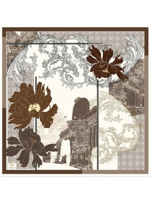 Desenli Kışlık İtalyan Şifon Eşarp Askısı İle Birlikte 110x110 Cm Kahve